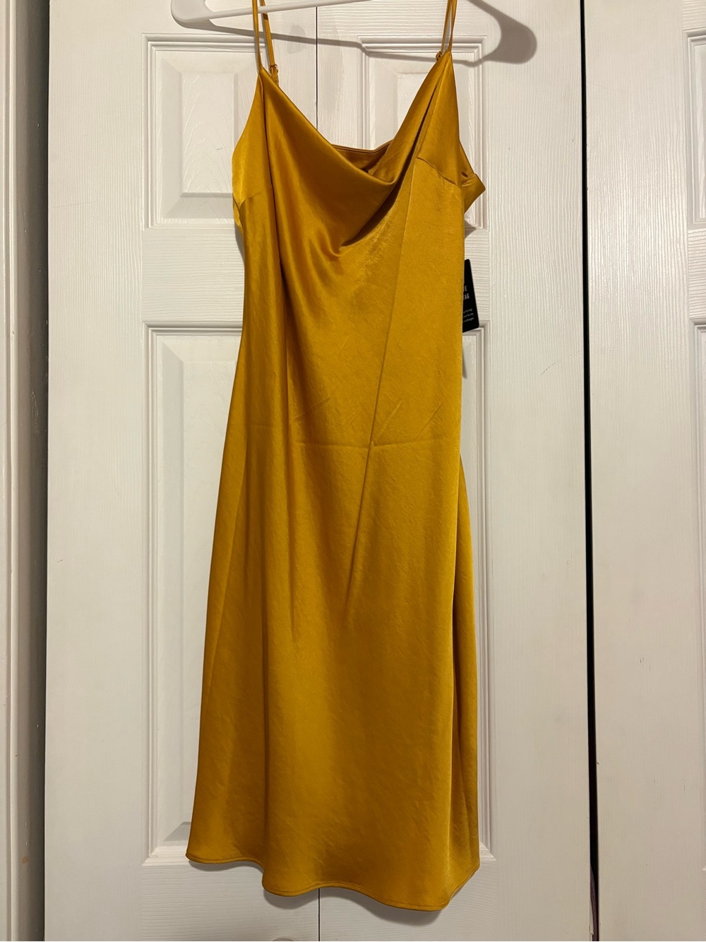 Express Mustard Slip Midi Dress with Cowl Neck